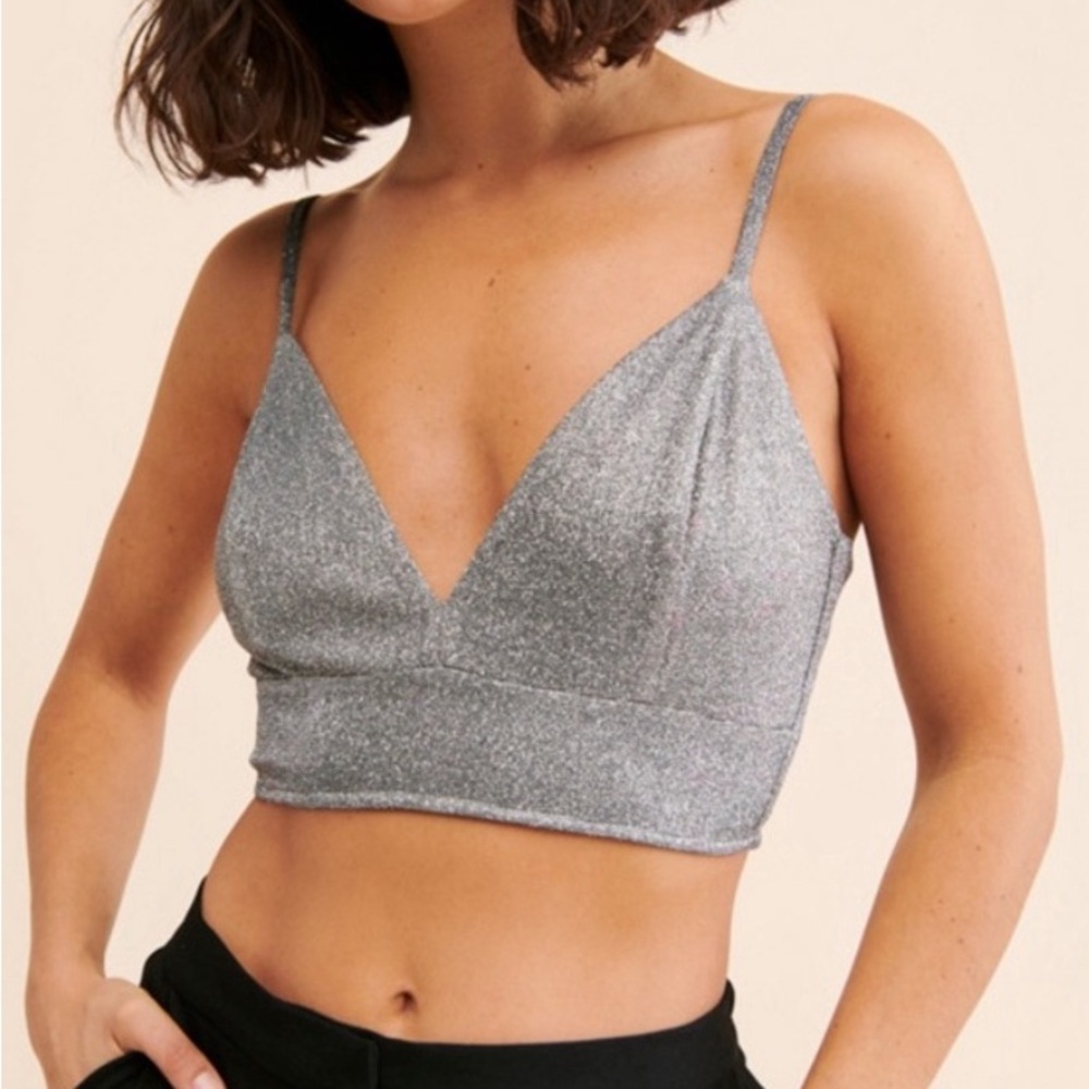Free People Sparkle Silver Crop Top